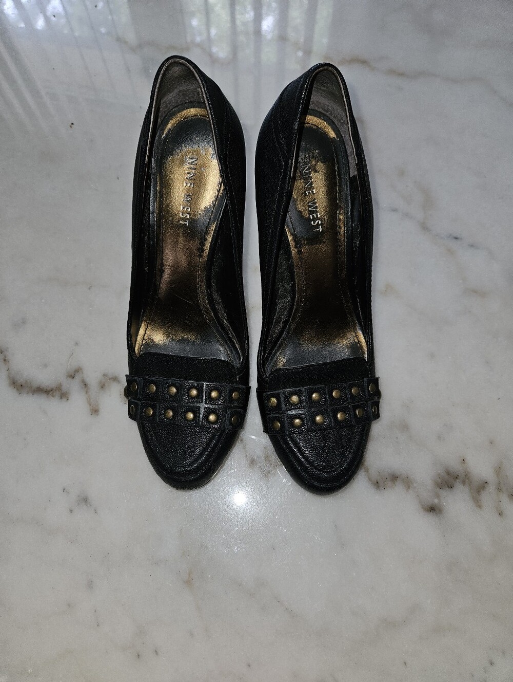 Nine West Black Leather High Heel Pumps
